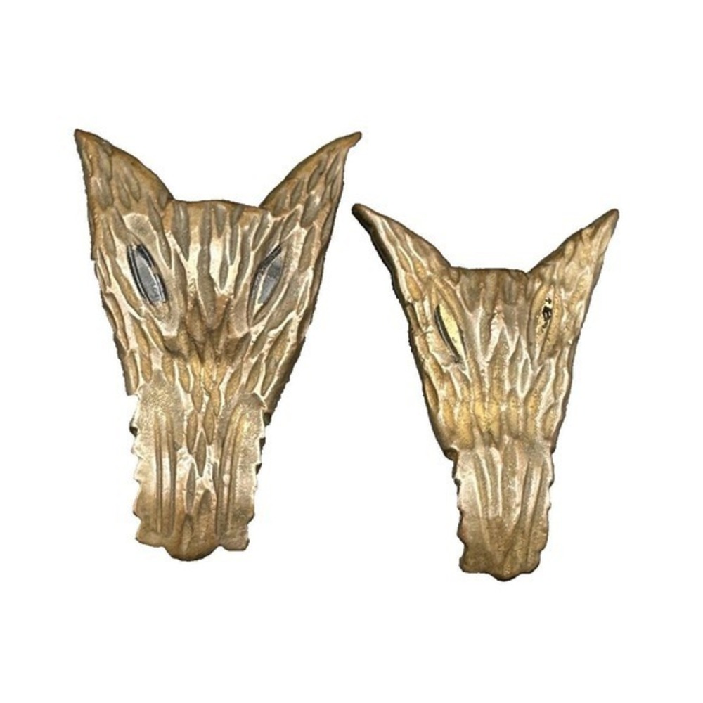 Vintage Fenrir Viking Nordic Medieval‎ Style Carved Wolf Brooch Pins